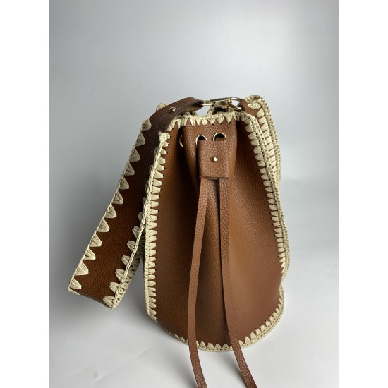 By Aynur Kos Taba Rengi Alaçatı Çanta Modeli