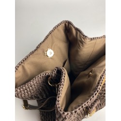 By Aynur Kos Rafya İpten Bambu Saplı Mozaik Model Kahve Çanta