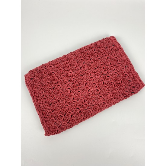 Kağıt İpten İçi Astarlı Kırmızı Portföy Clutch Çanta