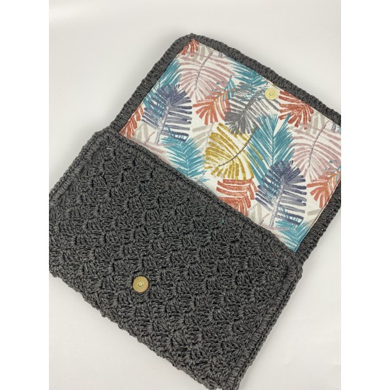 Kağıt İpten İçi Astarlı Siyah Portföy Clutch Çanta