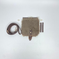 By Aynur Kos Suni Deri Vizon Kürklü Çanta Kiti