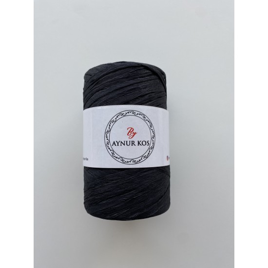 By Aynur Kos Siyah Yumuşak Örüm Yerli Rafya