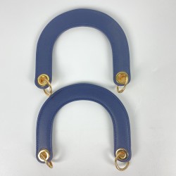 By Aynur Kos Lacivert Suni Deri Halka Detaylı Çanta Sapı 17x15x3 cm