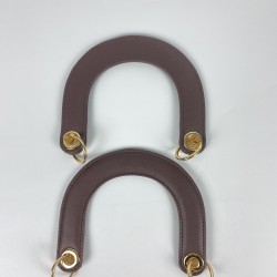 By Aynur Kos Kahve Suni Deri Halka Detaylı Çanta Sapı 17x15x3 cm