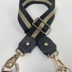 By Aynur Kos Siyah-Gold Freebag Askısı Simli 90x4 cm