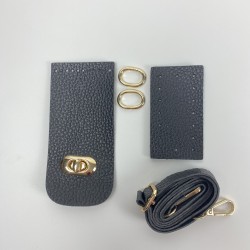 By Aynur Kos Suni Deri Çanta Kiti Siyah